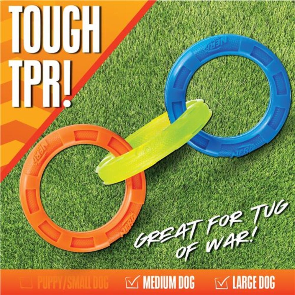 3-Ring Tuff Tug Dog Toy for Medium/Large Dogs, 10.5” - Picture 3 of 5